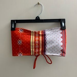 PATTERNED BANDEAU BIKINI TOP